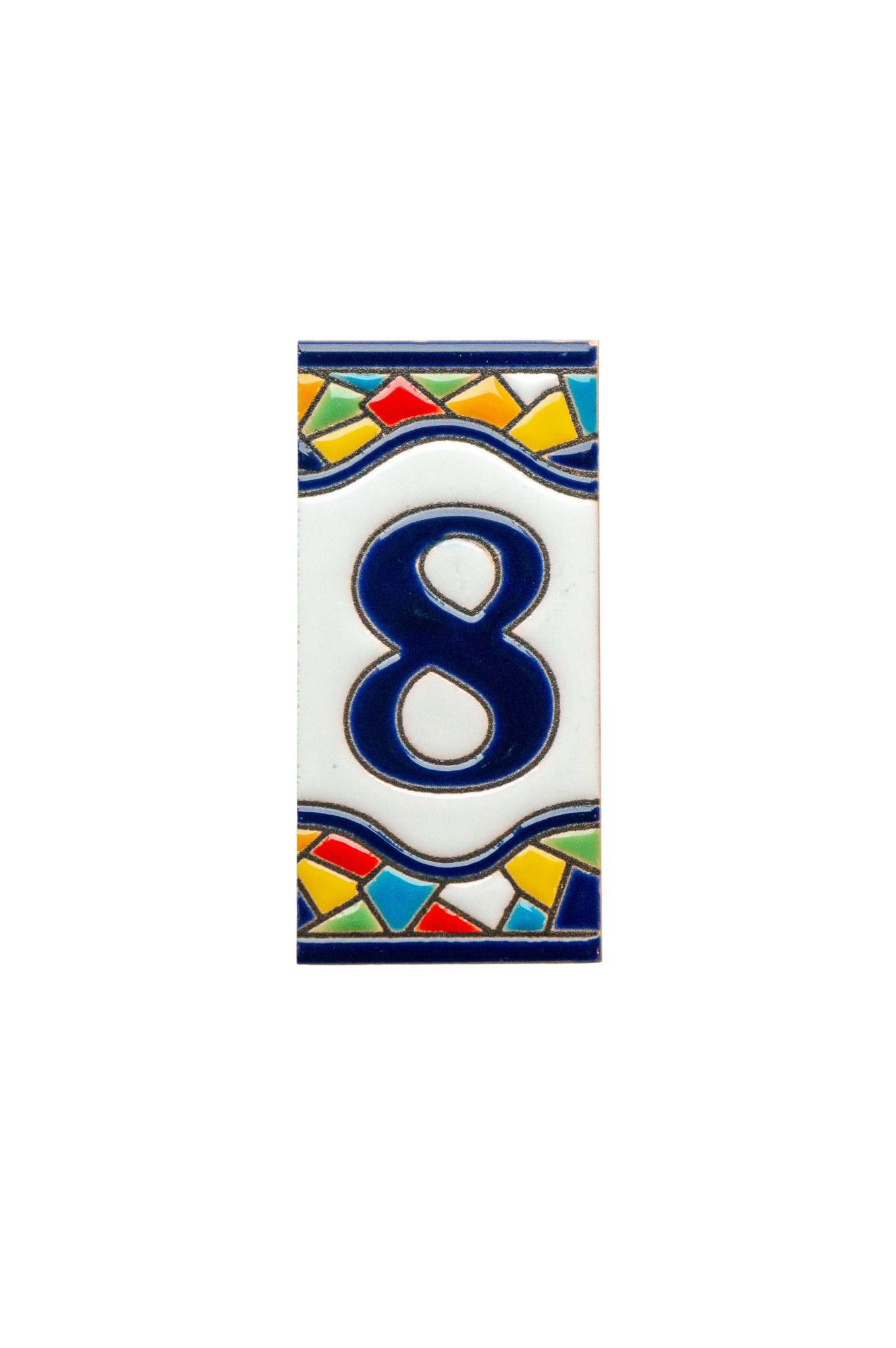 Numéro de porte en céramique avec cadre « Sunburst » – 5,5 cm x 11 cm (2,17 po x 4,33 po)