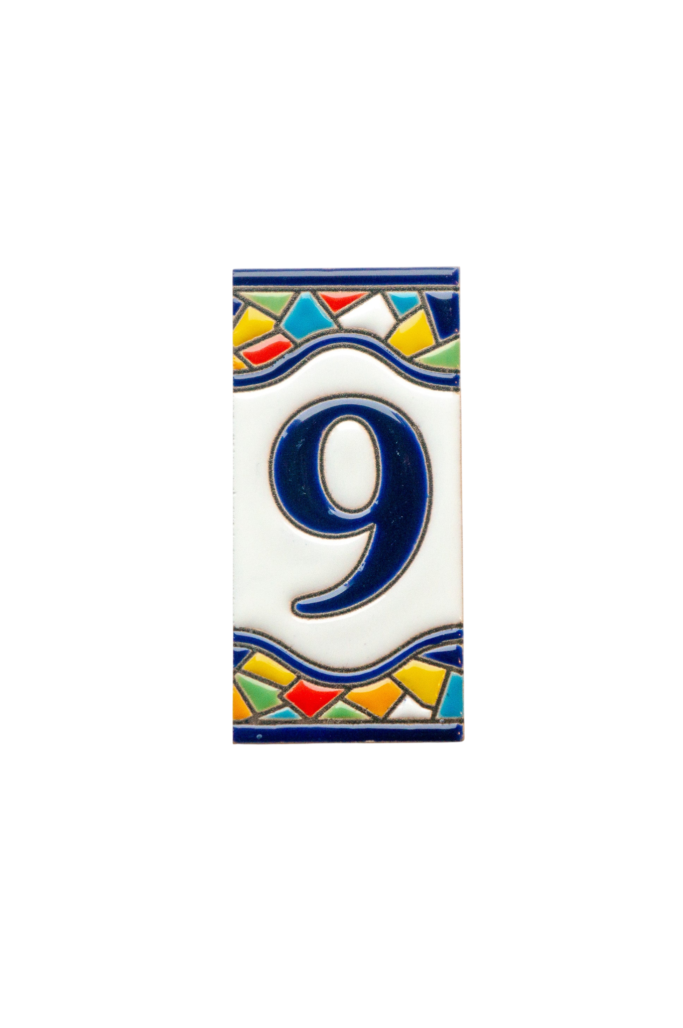 Numéro de porte en céramique avec cadre « Sunburst » – 5,5 cm x 11 cm (2,17 po x 4,33 po)