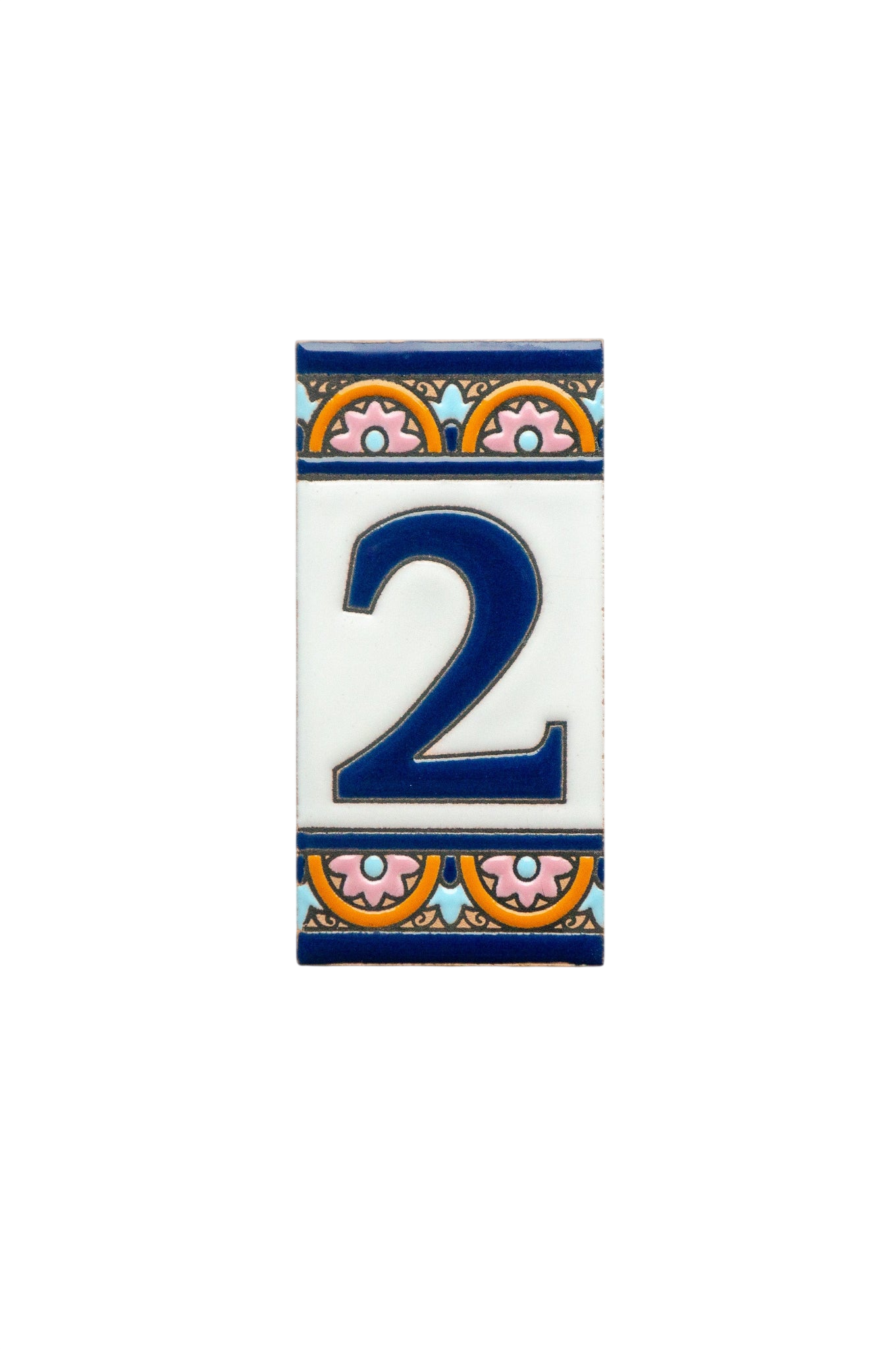 Acco Azul | Ceramic Door Number Tile & Frame – 5.5cm x 11cm (2.17" x 4.33")