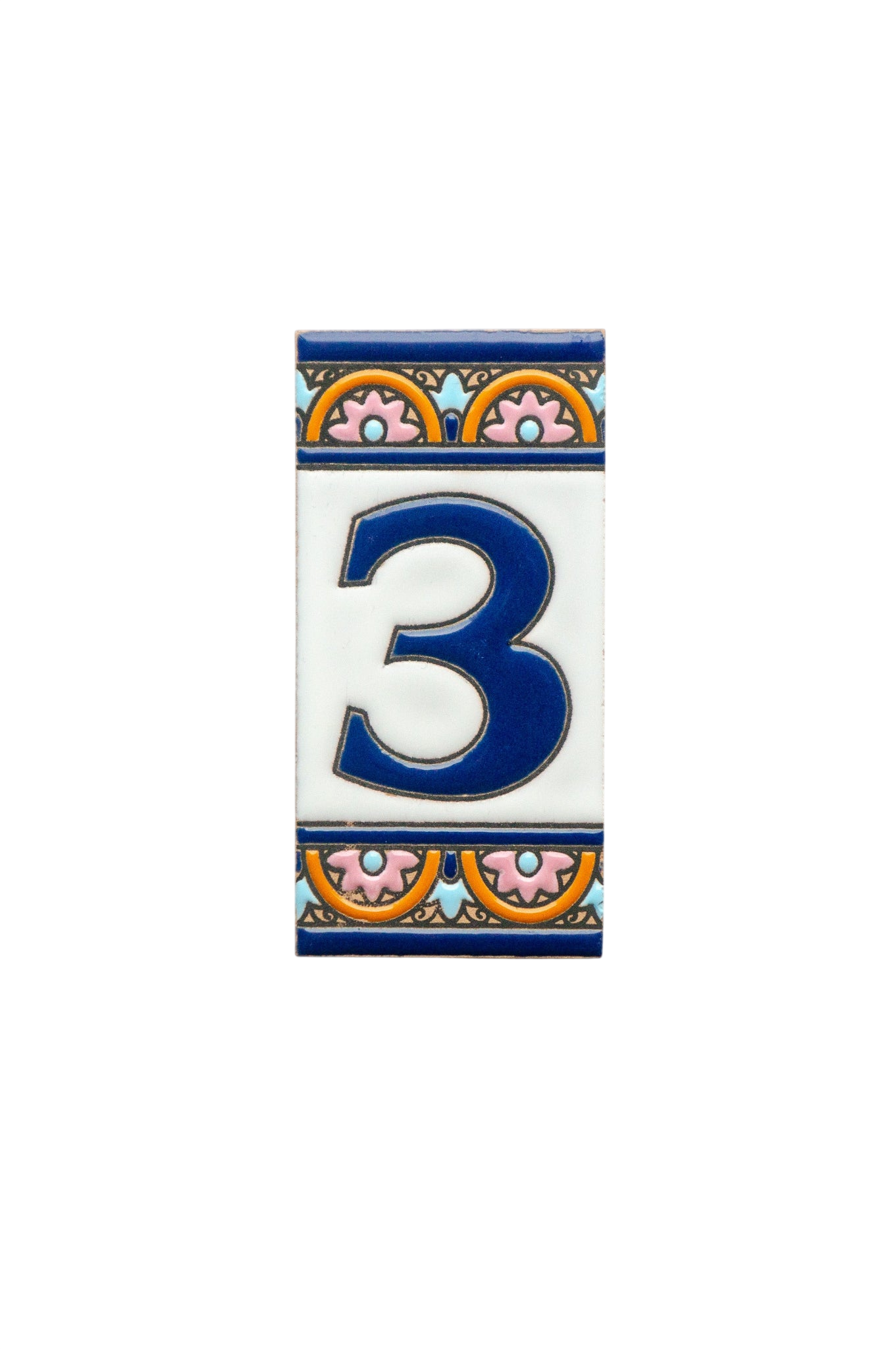 Acco Azul | Ceramic Door Number Tile & Frame – 5.5cm x 11cm (2.17" x 4.33")