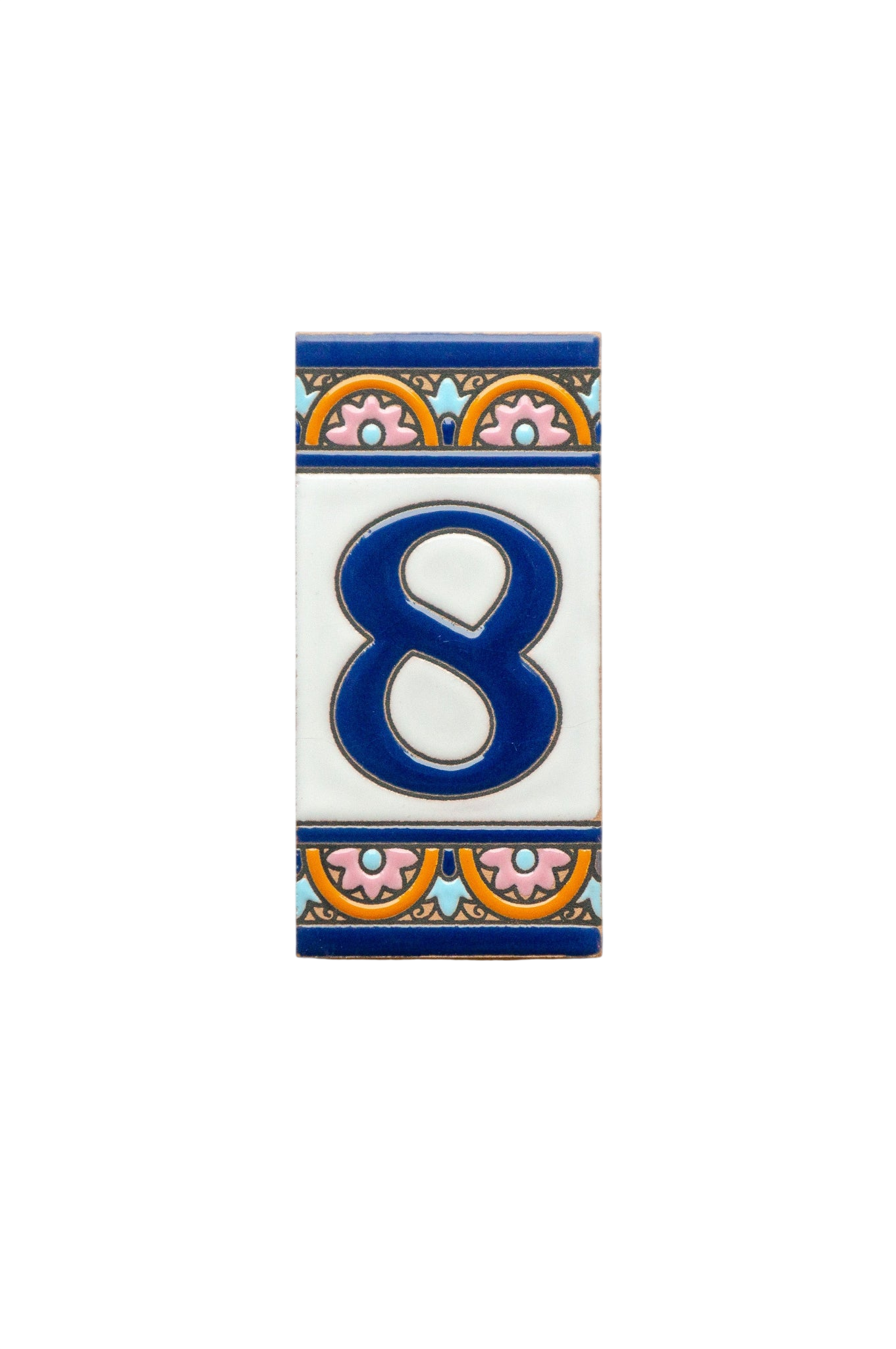 Acco Azul | Ceramic Door Number Tile & Frame – 5.5cm x 11cm (2.17" x 4.33")