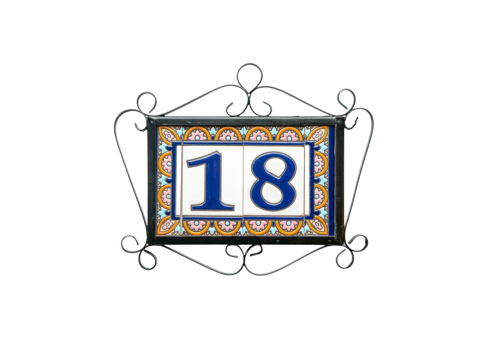 Acco Azul | Ceramic Door Number Tile & Frame – 5.5cm x 11cm (2.17" x 4.33")