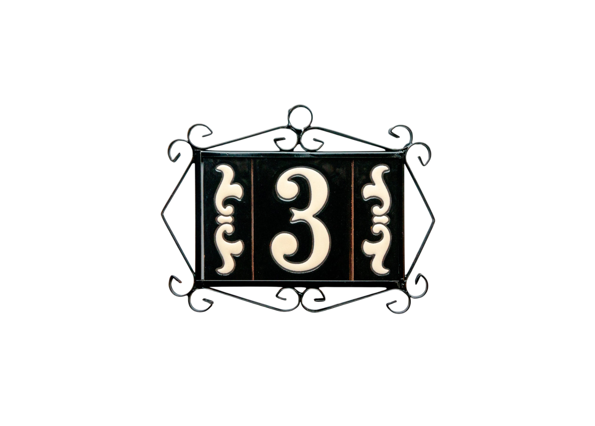 La Costa Black | Ceramic Door Number Tile & Frame – 7cm x 10cm (2.76" x 3.94")