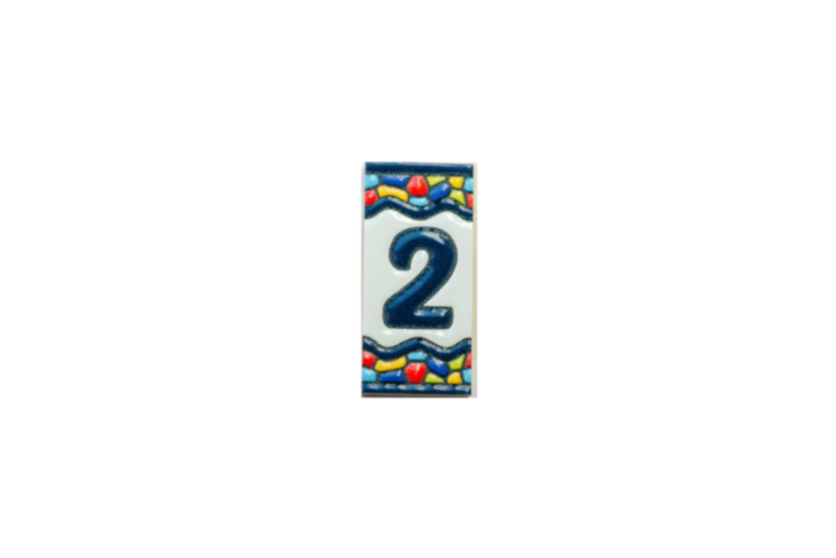 Mini Sunburst Ceramic House Number Tile Plaque & Frame – 3.5cm x 7cm (1.38" x 2.76")