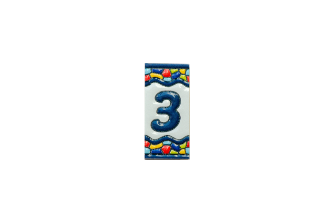 Mini Sunburst Ceramic House Number Tile Plaque & Frame – 3.5cm x 7cm (1.38" x 2.76")