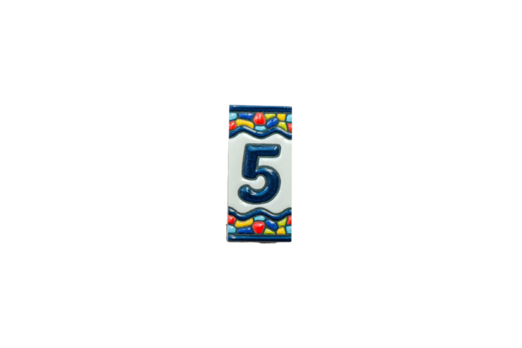 Mini Sunburst Ceramic House Number Tile Plaque & Frame – 3.5cm x 7cm (1.38" x 2.76")