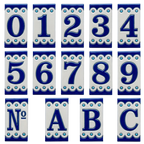 Desora Blue Ceramic House Number Tile Plaque & Frame – 5.5cm x 11cm (2.17" x 4.33")