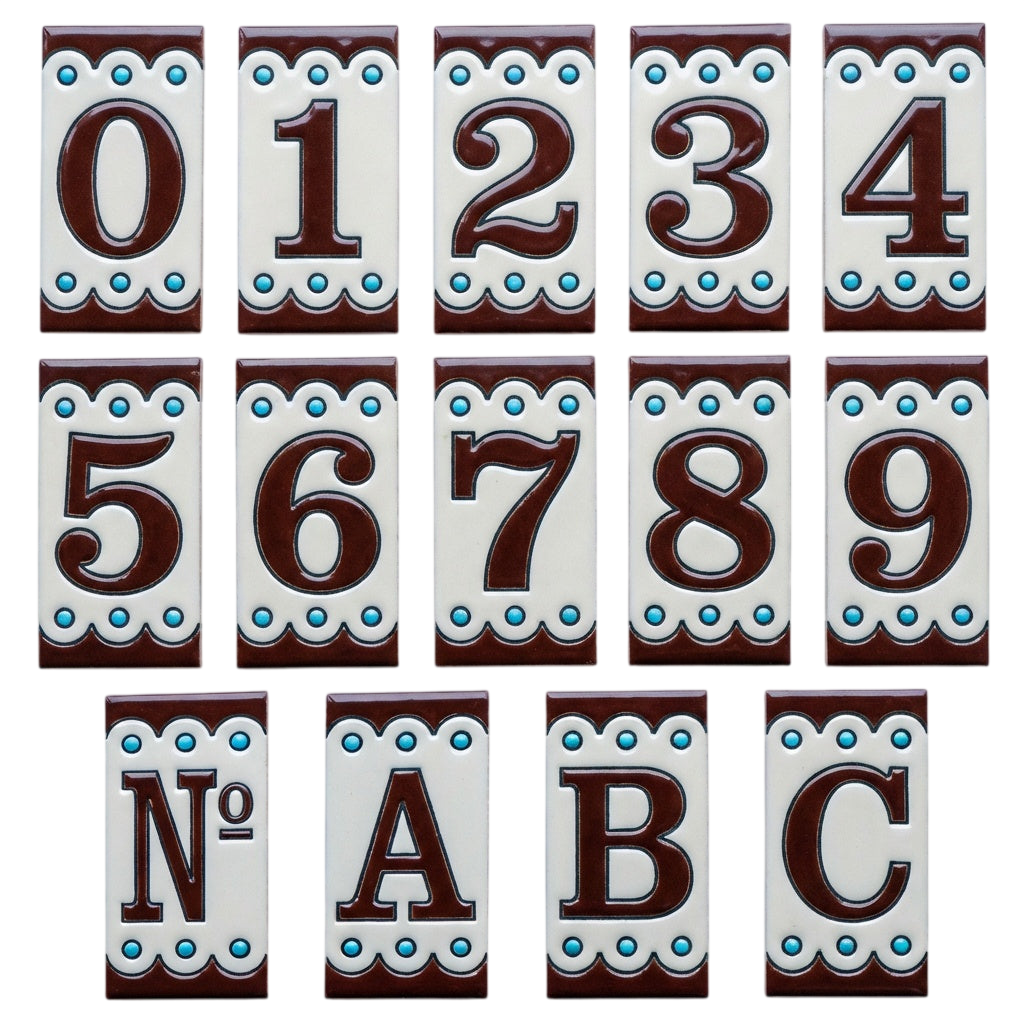 Desora Brown Ceramic House Number Tile Plaque & Frame – 5.5cm x 11cm (2.17" x 4.33")