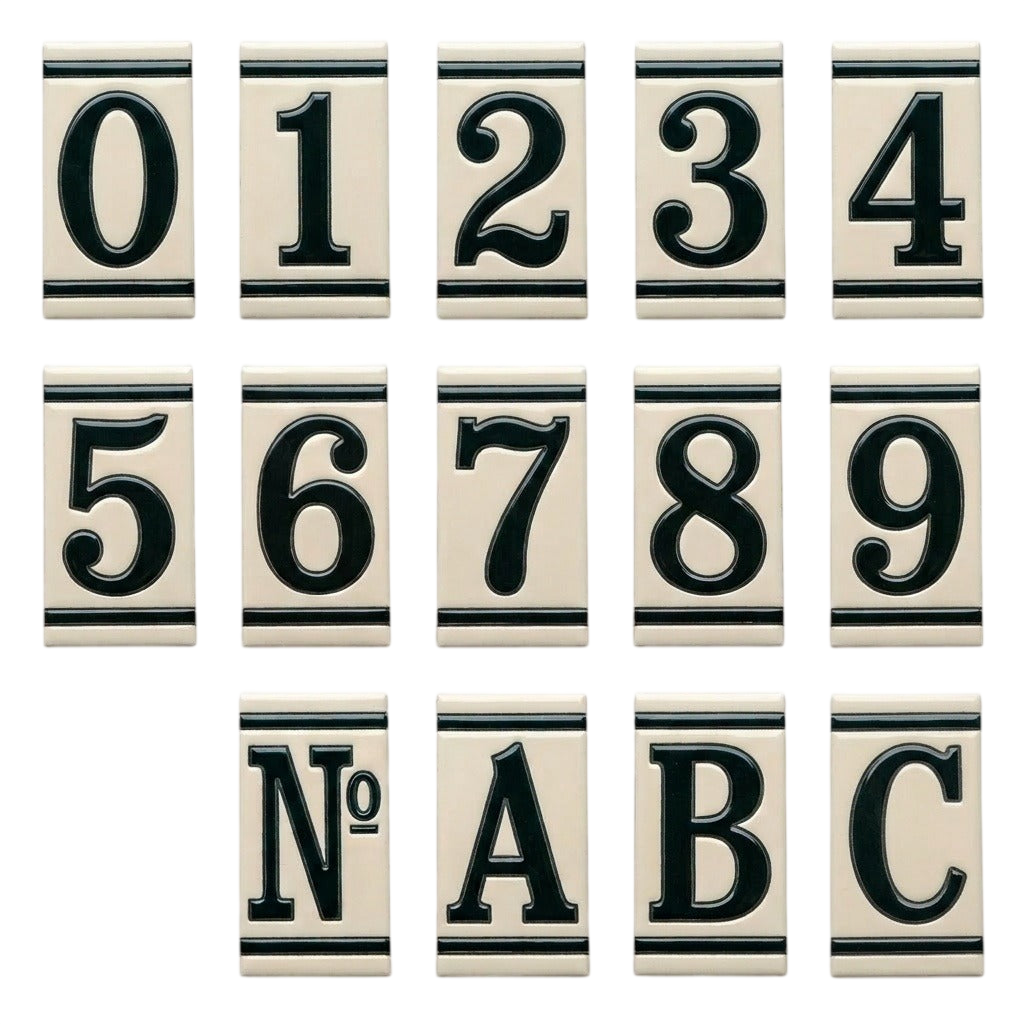 French White Ceramic House Number Tile Plaque & Frame – 5.5cm x 11cm (2.17" x 4.33")
