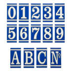 French Blue Ceramic House Number Tile Plaque & Frame – 5.5cm x 11cm (2.17" x 4.33")