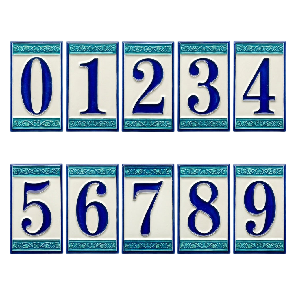 Greek Ceramic House Number Tile Plaque & Frame – 7cm x 11cm (2.76" x 4.33")