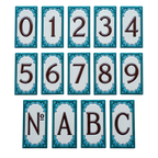 Jacho Turquoise Ceramic House Number Tile Plaque & Frame – 5.5cmx11cm (2.17"x4.33")