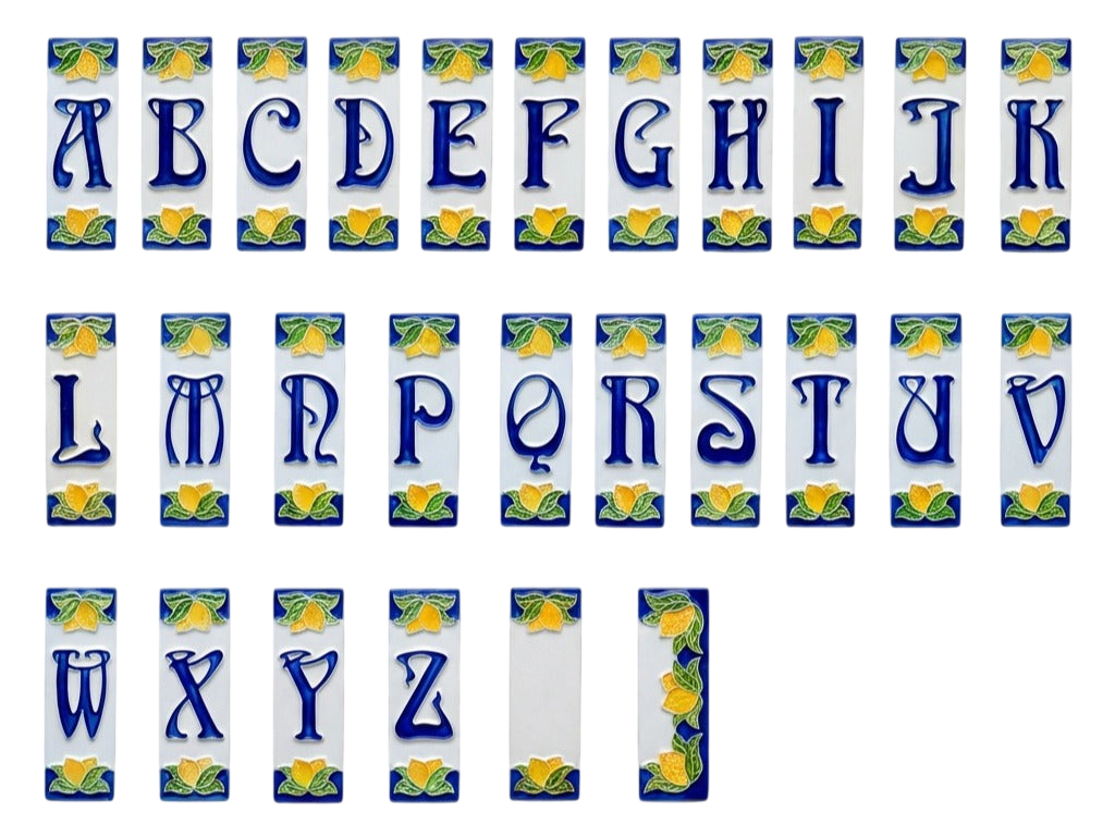 Mini Lemons Ceramic House Number Tile Plaque & Frame – 3cm x 10cm (1.18 x 3.94")