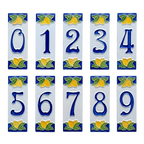 Amalfi Lemon Ceramic House Number Tile Plaque & Frame – 4.7cm x 15cm (1.85" x 5.91")
