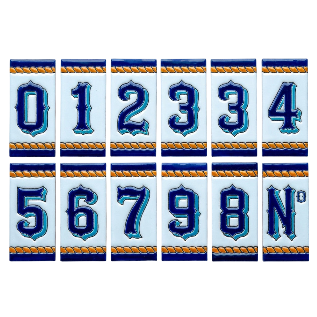 Marine Ceramic House Number Tile Plaque & Frame – 5.5cm x 11cm (2.17" x 4.33")