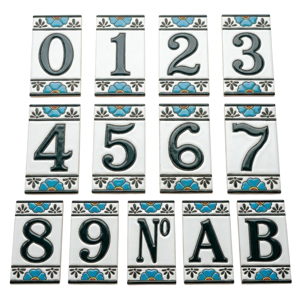 Mexican Ceramic House Number Tile Plaque & Frame – 7.5cm x 15cm (2.95" x 5.91")