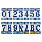 Mini Blue Floral Ceramic House Number Tile Plaque & Frame – 3.5cm x 7cm (1.38" x 2.76")