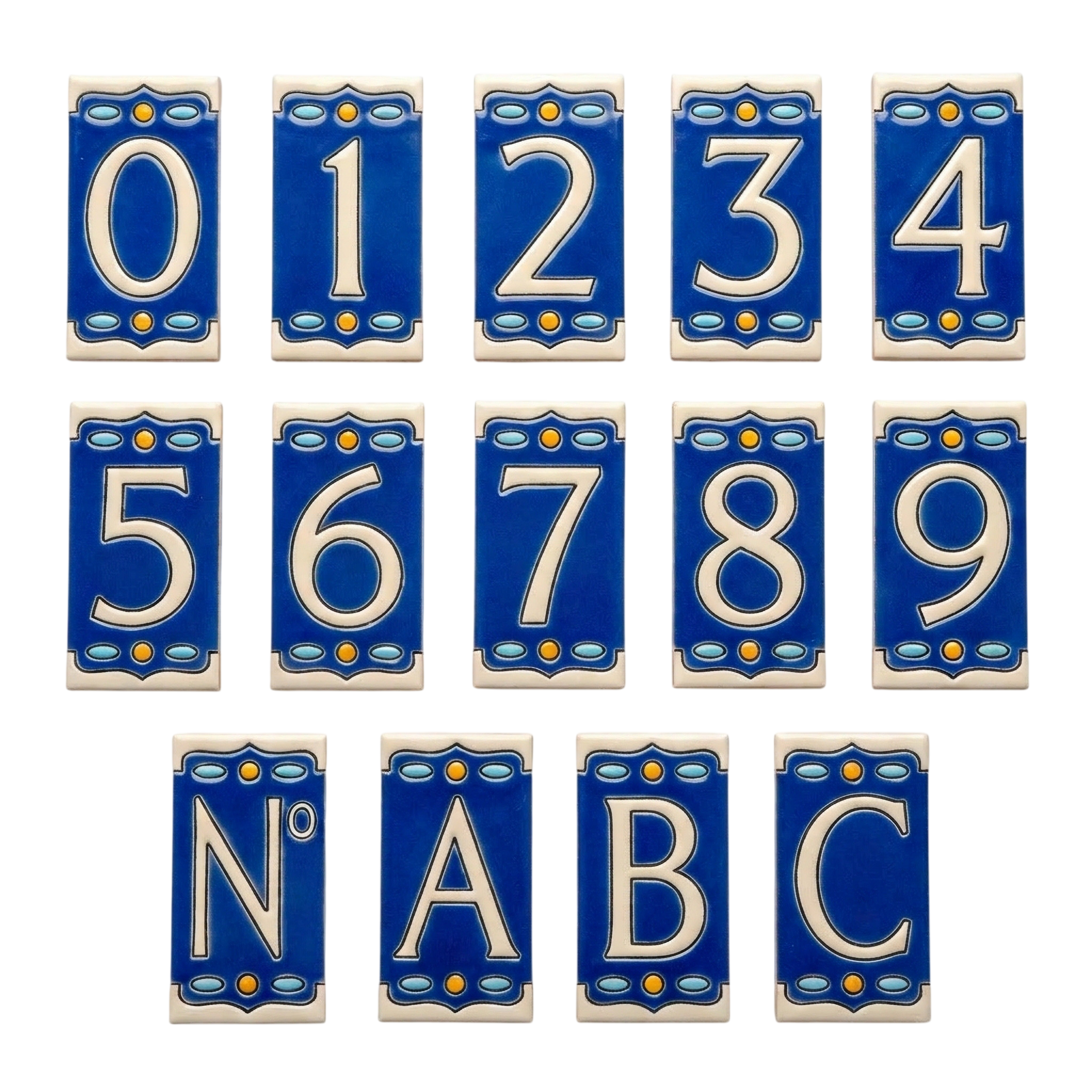 Nazari Mi Ceramic House Number Tile Plaque & Frame – 5.5cm x 11cm (2.17" x 4.33")