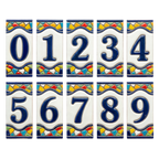 Sunburst Ceramic House Number Tile Plaque & Frame – 5.5cm x 11cm (2.17" x 4.33")