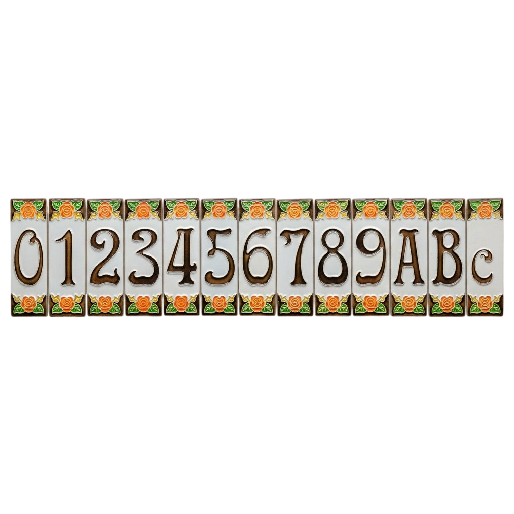 Valencia Rose Ceramic House Number Tile Plaque & Frame – 4.7cm x 15cm (1.85" x 5.91")